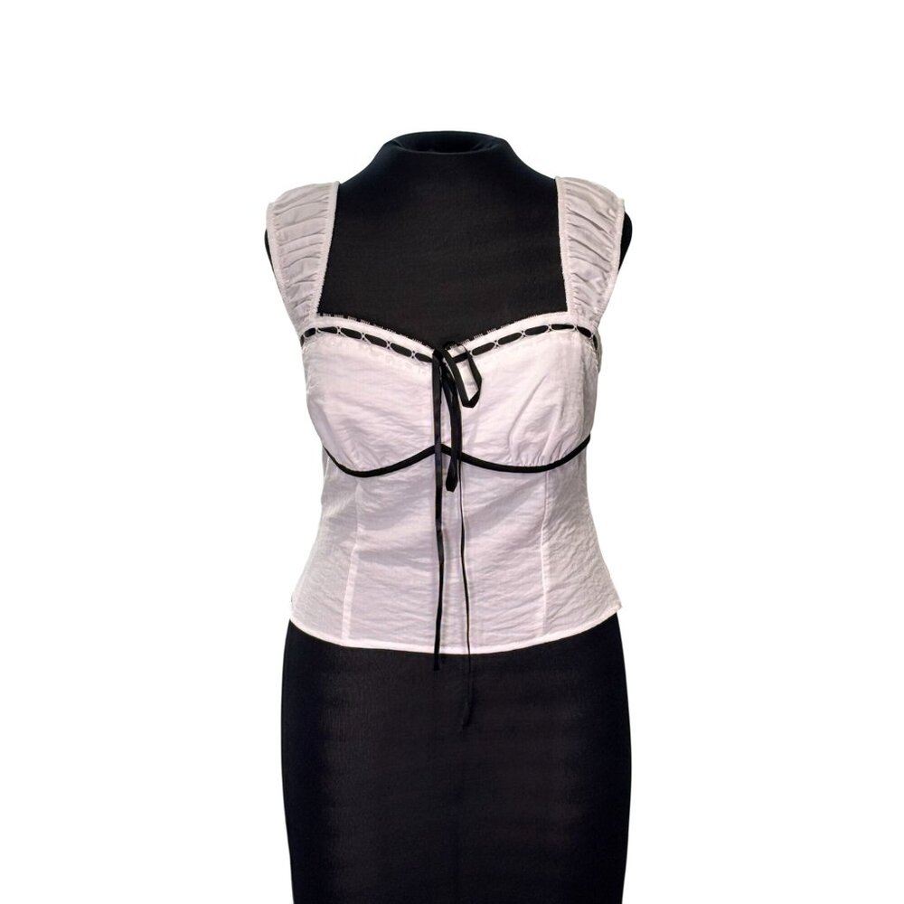 Sienna Sky Womens White Cami Top With Black Tie Detail M